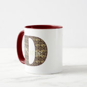 Monogramm Anfangsbuchstabe D Vintage-Blumen Person Tasse (Vorderseite Links)