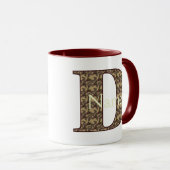 Monogramm Anfangsbuchstabe D Vintage-Blumen Person Tasse (VorderseiteRechts)