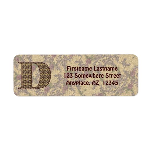 Monogramm Anfangsbuchstabe D Vintage-Blumen-Rückse (Vorne)