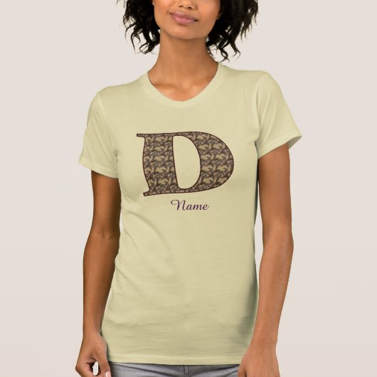 Monogramm Anfangsbuchstabe D Vintage-Blumenmuster T-Shirt (Vorderseite)
