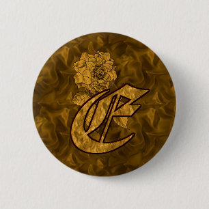 Monogramm Anfangsbuchstabe E Elegante Goldpfingstr Button