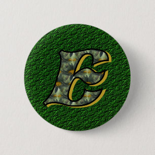 Monogramm Anfangsbuchstabe E Gänseblümchen Florale Button