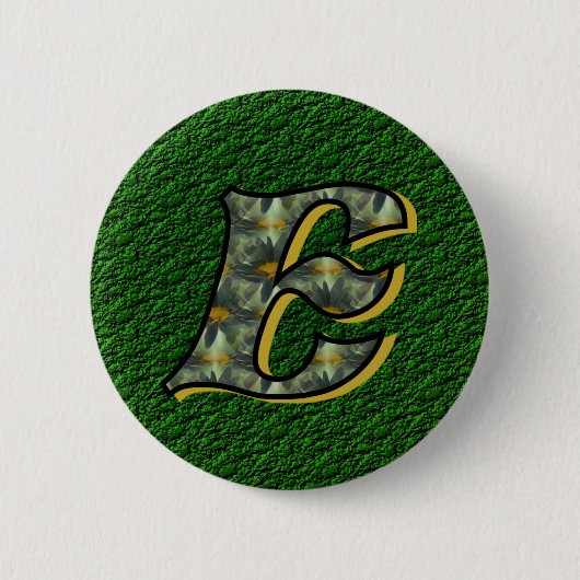 Monogramm Anfangsbuchstabe E Gänseblümchen Florale Button (Vorderseite)