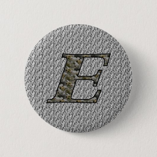 Monogramm Anfangsbuchstabe E Hortensienblüten Button (Vorderseite)