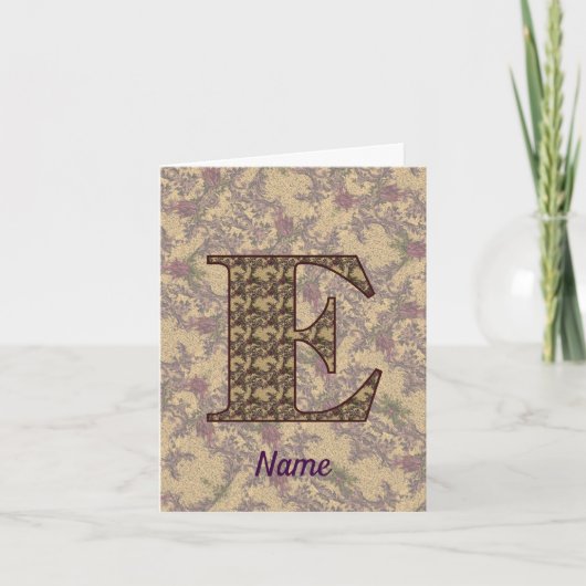 Monogramm Anfangsbuchstabe E Vintage-Blumenmuster (Vorderseite)