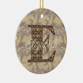 Monogramm Anfangsbuchstabe E Vintage-Blumenmuster Keramik Ornament (Rechts)