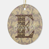 Monogramm Anfangsbuchstabe E Vintage-Blumenmuster Keramik Ornament (Links)