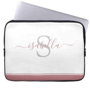 Monogramm-Anfangsbuchstabe Elegantes Skript Dusty  Laptopschutzhülle