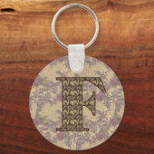 Monogramm Anfangsbuchstabe F Elegante Blumen Schlüsselanhänger (Rückseite)
