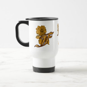 Monogramm Anfangsbuchstabe F Elegantes Gold Pfings Reisebecher
