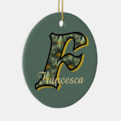 Monogramm Anfangsbuchstabe F Gänseblümchen Floral  Keramik Ornament (Rechts)