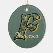 Monogramm Anfangsbuchstabe F Gänseblümchen Floral  Keramik Ornament (Links)