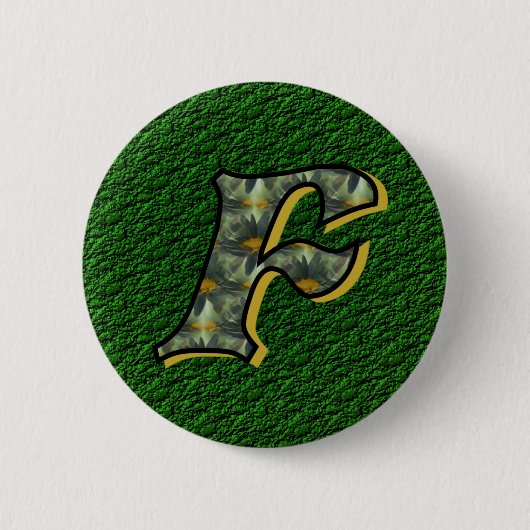 Monogramm Anfangsbuchstabe F Gänseblümchen Florale Button (Vorderseite)