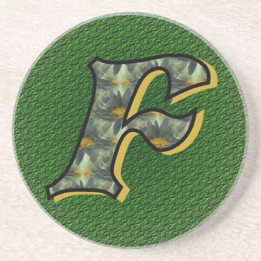 Monogramm Anfangsbuchstabe F Gänseblümchen Florale Untersetzer (Vorne)