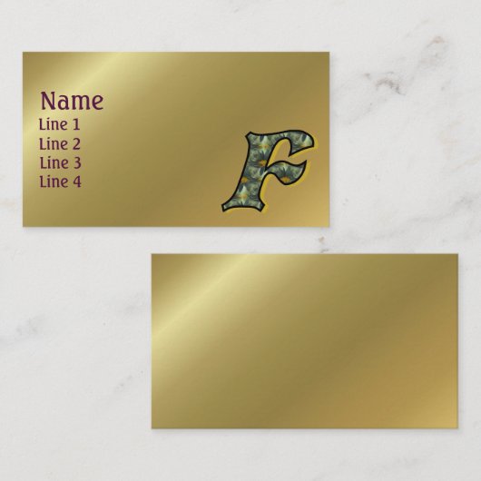 Monogramm Anfangsbuchstabe F Gänseblümchen Florale Visitenkarte (Vorne/Hinten)