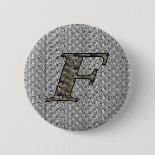 Monogramm Anfangsbuchstabe F Hortensien Blumen  Button