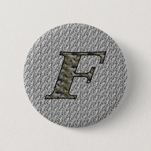 Monogramm Anfangsbuchstabe F Hortensien Blumen Button (Vorderseite)