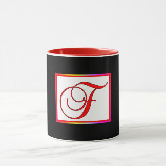 Monogramm Anfangsbuchstabe F Weiß Rot Innen Schwar Tasse