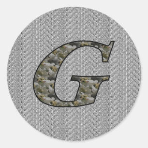 Monogramm Anfangsbuchstabe G Hortensienblüten Runder Aufkleber