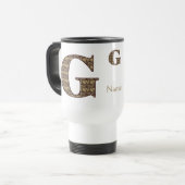 Monogramm Anfangsbuchstabe G Vintage-Blumenmuster Reisebecher (Vorderseite Links)