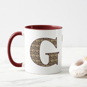 Monogramm Anfangsbuchstabe G Vintage-Blumenmuster  Tasse