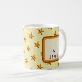 Monogramm Anfangsbuchstabe Gold Star Vorname Kaffeetasse (VorderseiteRechts)