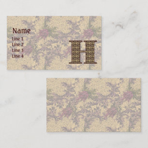 Monogramm Anfangsbuchstabe H Elegantes Vintage-Blu Visitenkarte