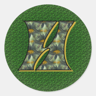 Monogramm Anfangsbuchstabe H Gänseblümchen Blumen Runder Aufkleber