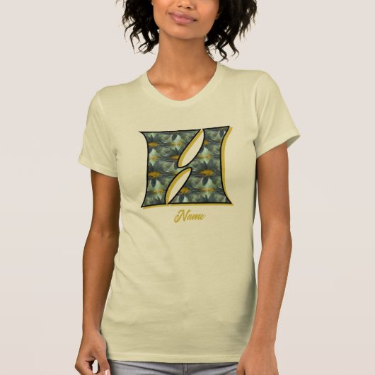 Monogramm Anfangsbuchstabe H Gänseblümchen-Blumenk T-Shirt (Vorderseite)