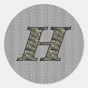 Monogramm Anfangsbuchstabe H Hortensienblüten Runder Aufkleber