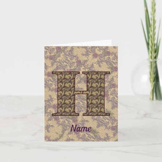Monogramm Anfangsbuchstabe H Vintage-Blumenmuster  (Vorderseite)