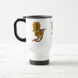 Monogramm Anfangsbuchstabe I Elegantes Gold Pfings Reisebecher
