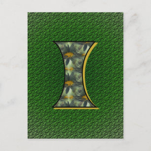 Monogramm Anfangsbuchstabe I Gänseblümchen Blumen Postkarte