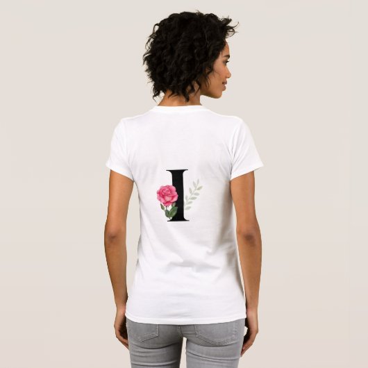 Monogramm Anfangsbuchstabe I in Schwarz mit rosa R T-Shirt (Schwarz voll)