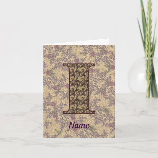 Monogramm Anfangsbuchstabe I Vintage-Blumenmuster (Vorderseite)