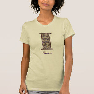 Monogramm Anfangsbuchstabe I Vintage-Blumenmuster T-Shirt