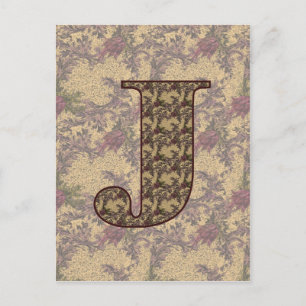 Monogramm Anfangsbuchstabe J Elegantes Vintage-Blu Postkarte