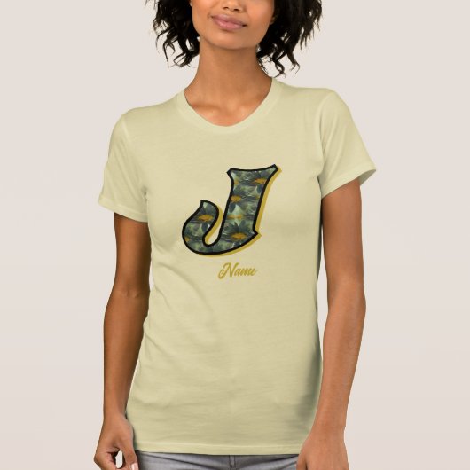Monogramm Anfangsbuchstabe J Gänseblümchen-Blumenk T-Shirt (Vorderseite)
