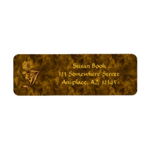 Monogramm Anfangsbuchstabe J Gold Pfingstrose Rück