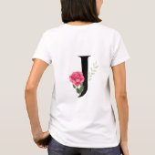 Monogramm Anfangsbuchstabe J in Schwarz mit rosa R T-Shirt (Rückseite)