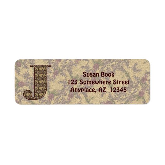 Monogramm Anfangsbuchstabe J Vintage-Blumen-Rückse (Vorne)