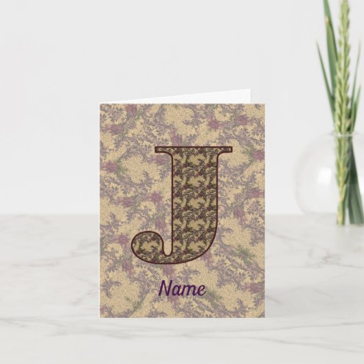 Monogramm Anfangsbuchstabe J Vintage-Blumenmuster (Vorderseite)