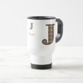 Monogramm Anfangsbuchstabe J Vintage-Blumenmuster Reisebecher (VorderseiteRechts)