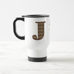 Monogramm Anfangsbuchstabe J Vintage-Blumenmuster  Reisebecher
