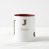 Monogramm Anfangsbuchstabe J Vintage-Blumenmuster Tasse (Zentrum)