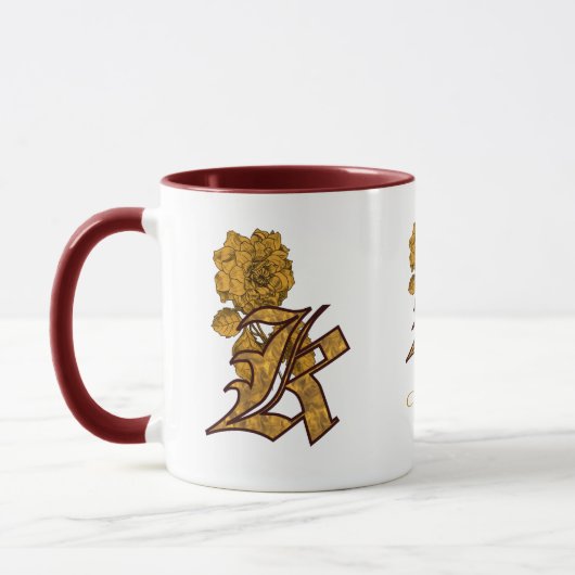Monogramm Anfangsbuchstabe K Elegantes Gold Pfings Tasse (Links)