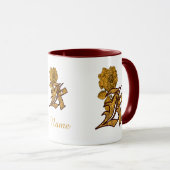 Monogramm Anfangsbuchstabe K Elegantes Gold Pfings Tasse (VorderseiteRechts)