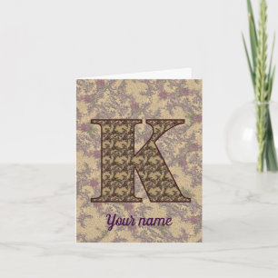 Monogramm Anfangsbuchstabe K Vintage-Blumenmuster 