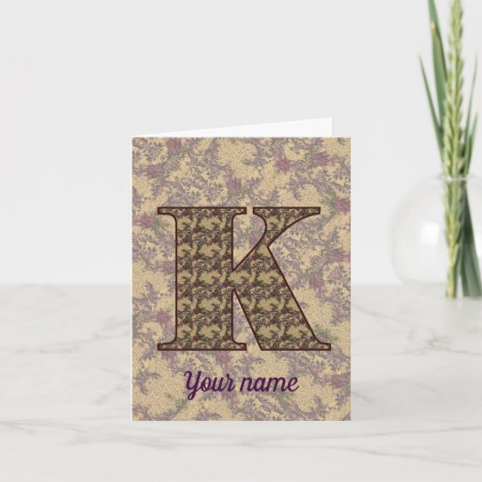 Monogramm Anfangsbuchstabe K Vintage-Blumenmuster (Vorderseite)