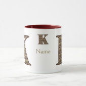 Monogramm Anfangsbuchstabe K Vintage-Blumenmuster Tasse (Zentrum)